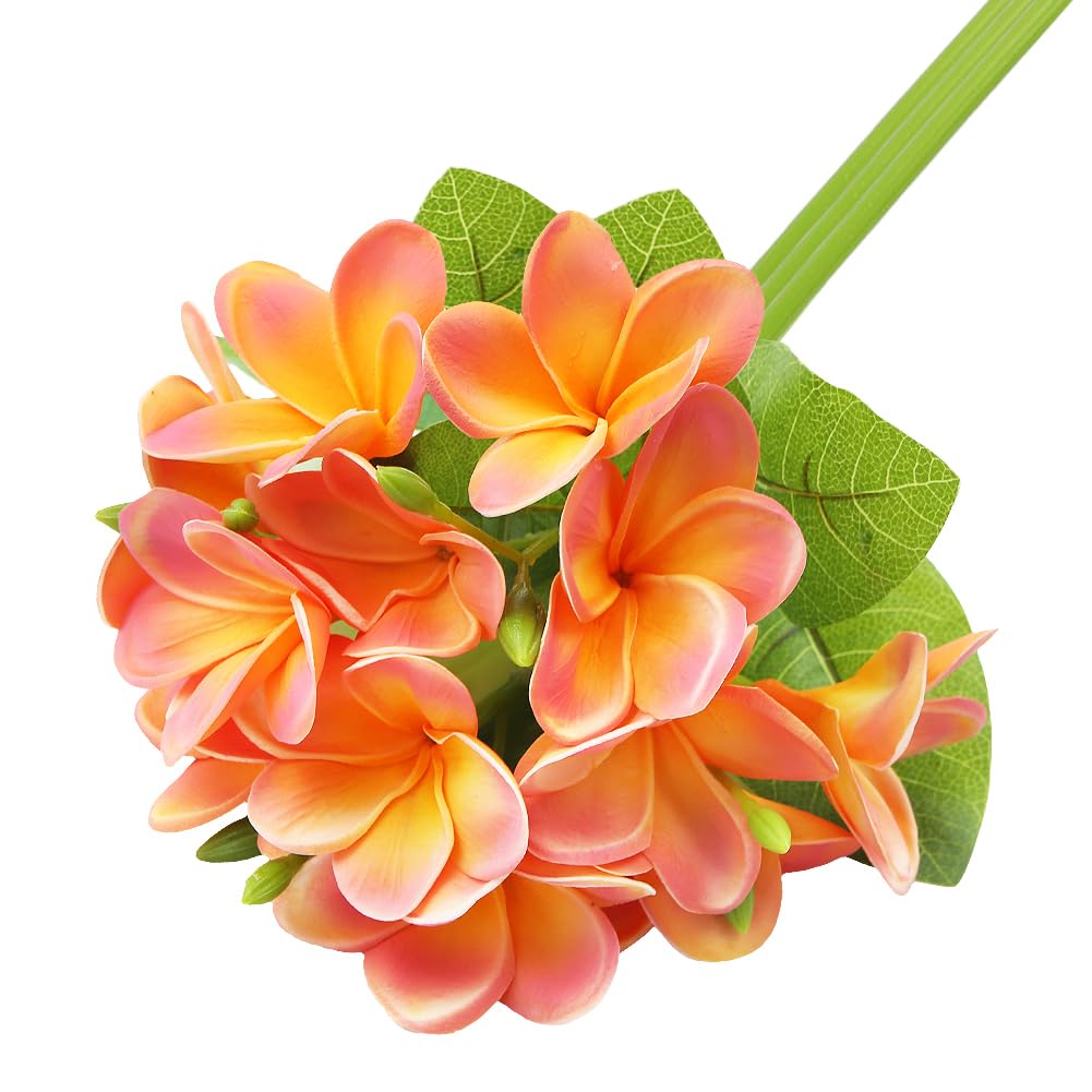 3 PCS Artificial Plumeria Flowers with Leaves,Lifelike Plumeria